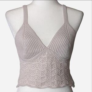 ✨ Hunter & Brown Crochet Knit Boho Crop Tank Size M✨